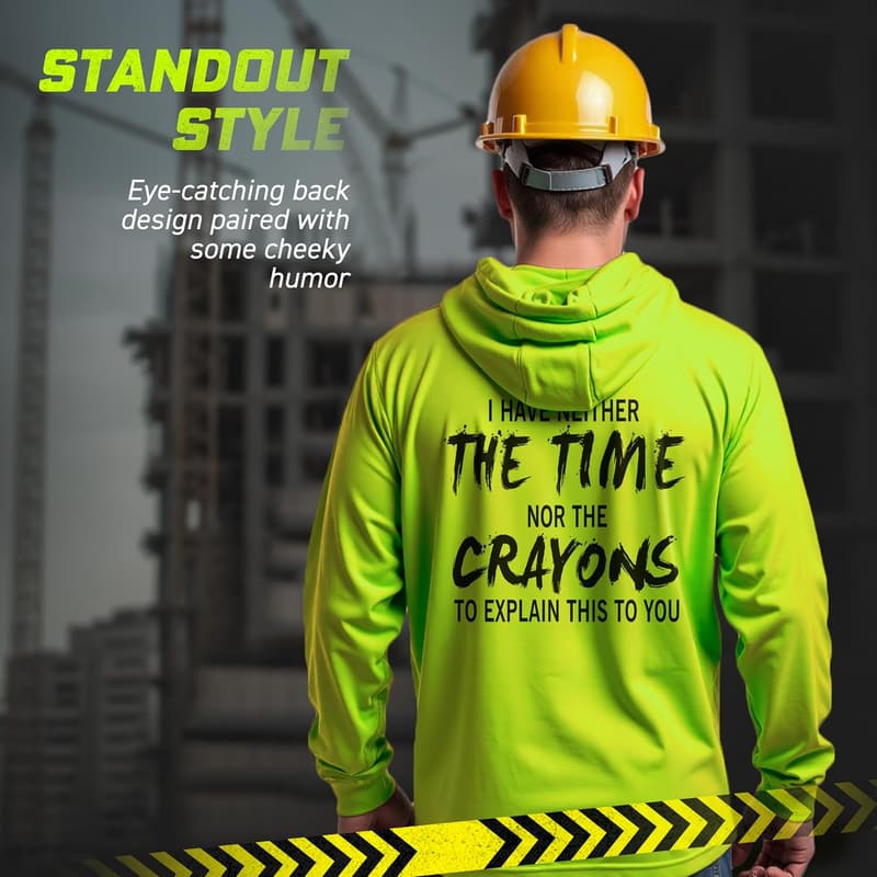 Hi-Vis Safety Hoodie for Men - Cotton/Poly Blend, Safety Yellow
