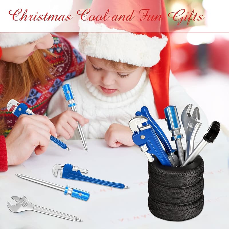 Tool Pen Set with Tire Holders for Men - Desk Accessories & Planter Decor