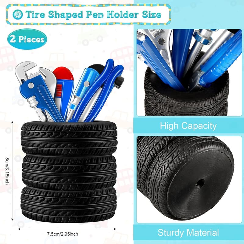 Tool Pen Set with Tire Holders for Men - Desk Accessories & Planter Decor