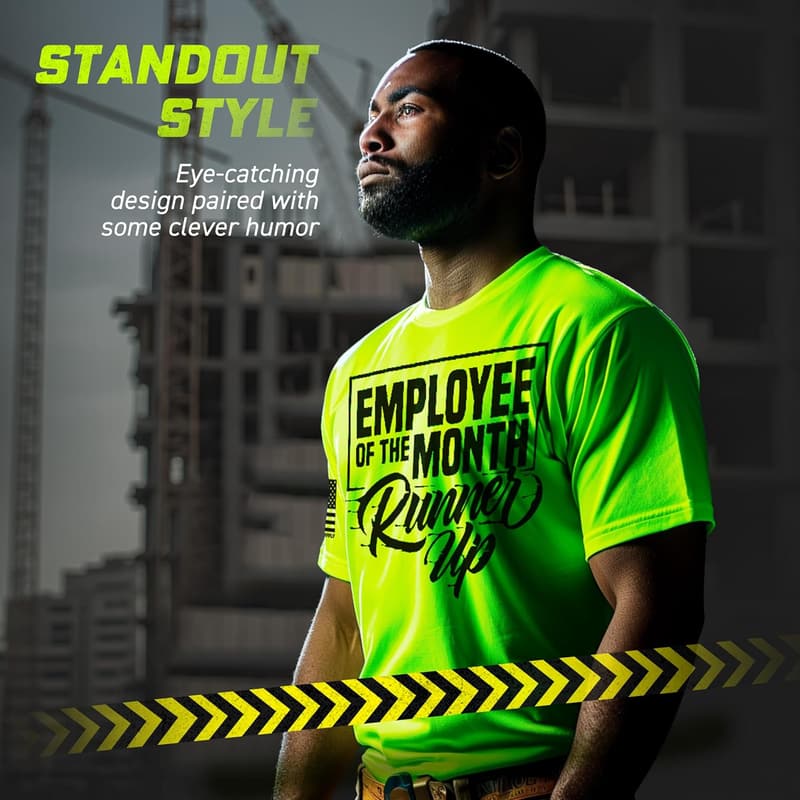 Men's Safety Yellow Half-Sleeve Cotton Blend T-Shirt