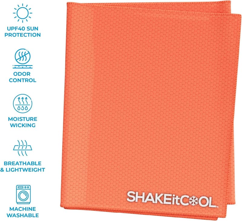 Cooling Towel - Extended Size, Lightweight, Sun Protection, Orange