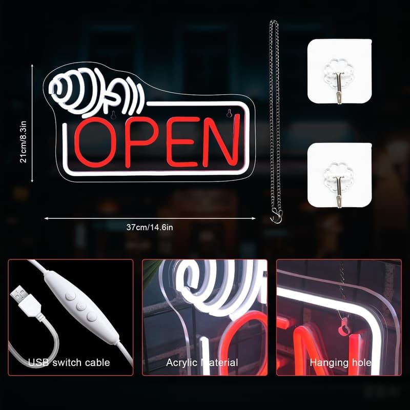 Dimmable Red Barbell Neon Sign for Gym Decor