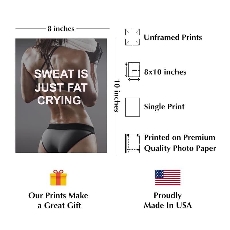 Inspirational Wall Art Print for Fitness Enthusiasts - 8x10 Unframed