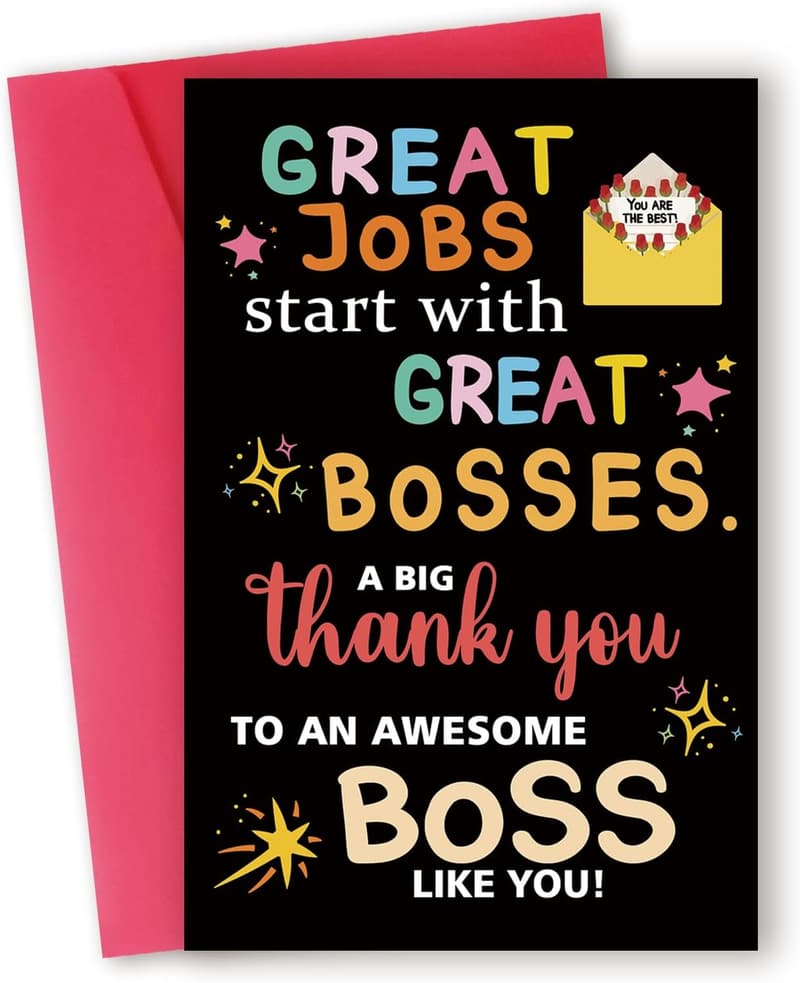 Boss's Day Thank You Card - Funny Gift for Leaders