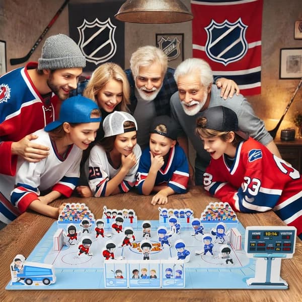 Wooden Ice Hockey Playset with Action Figures - Gift for Kids