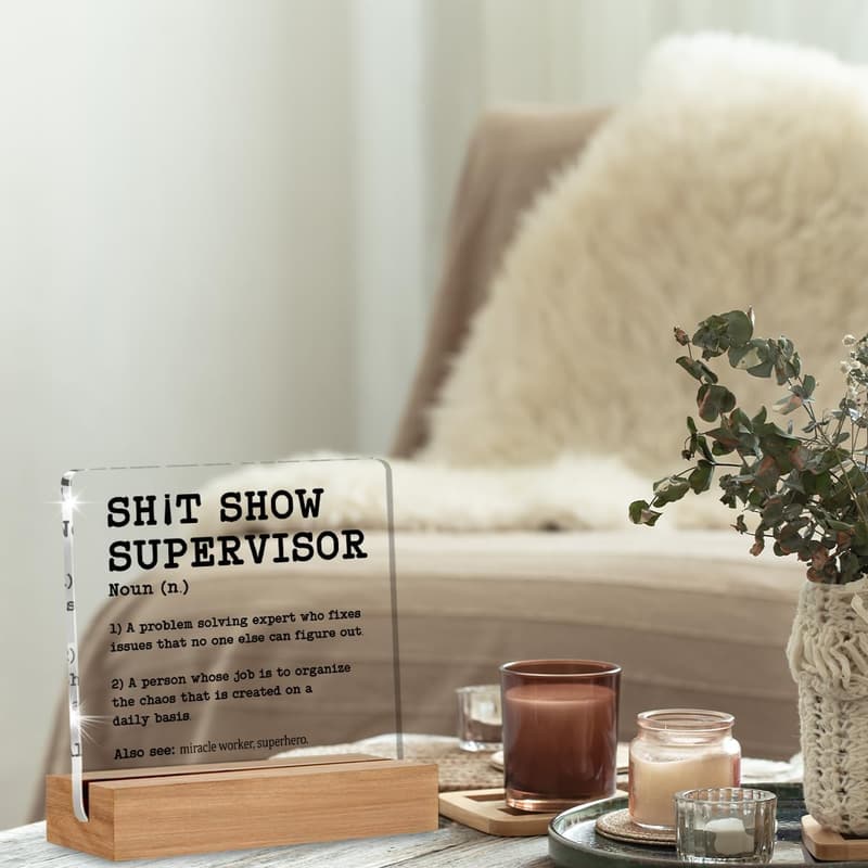 Funny Boss Day Plaque for Supervisor - Desk Decorative Sign