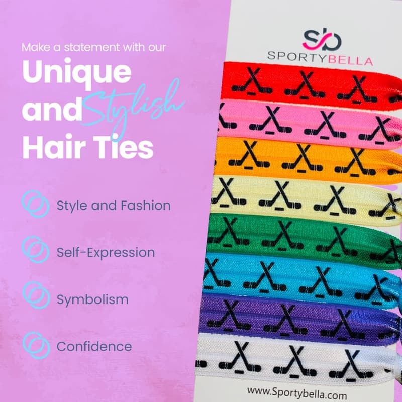 Ice Hockey Hair Tie Set for Girls - No-Crease, 8pcs