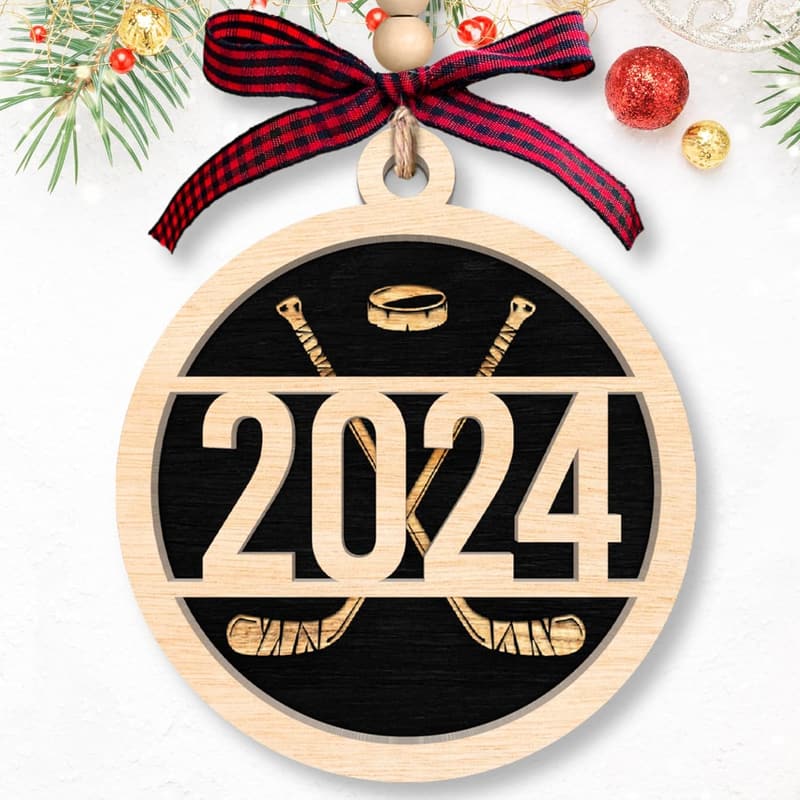 Hockey Christmas Ornament - Wooden Decoration for Sports Lovers