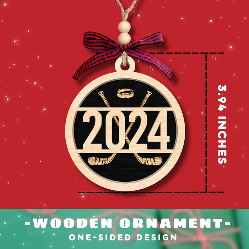 Hockey Christmas Ornament - Wooden Decoration for Sports Lovers