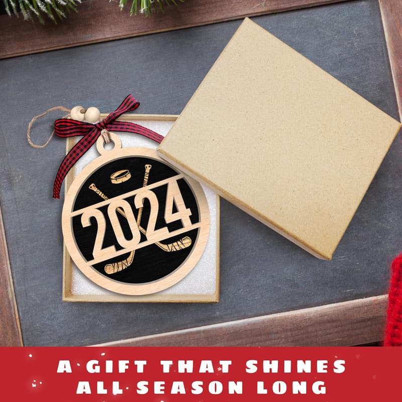 Hockey Christmas Ornament - Wooden Decoration for Sports Lovers