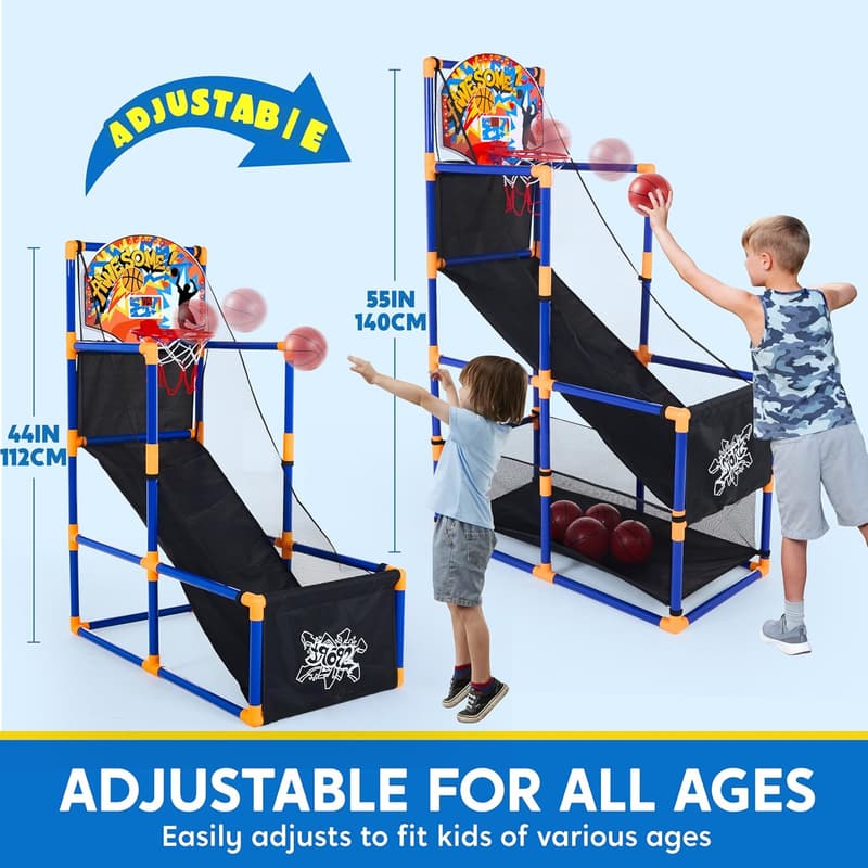 Indoor Basketball Arcade Game Set with Electronic Scoreboard