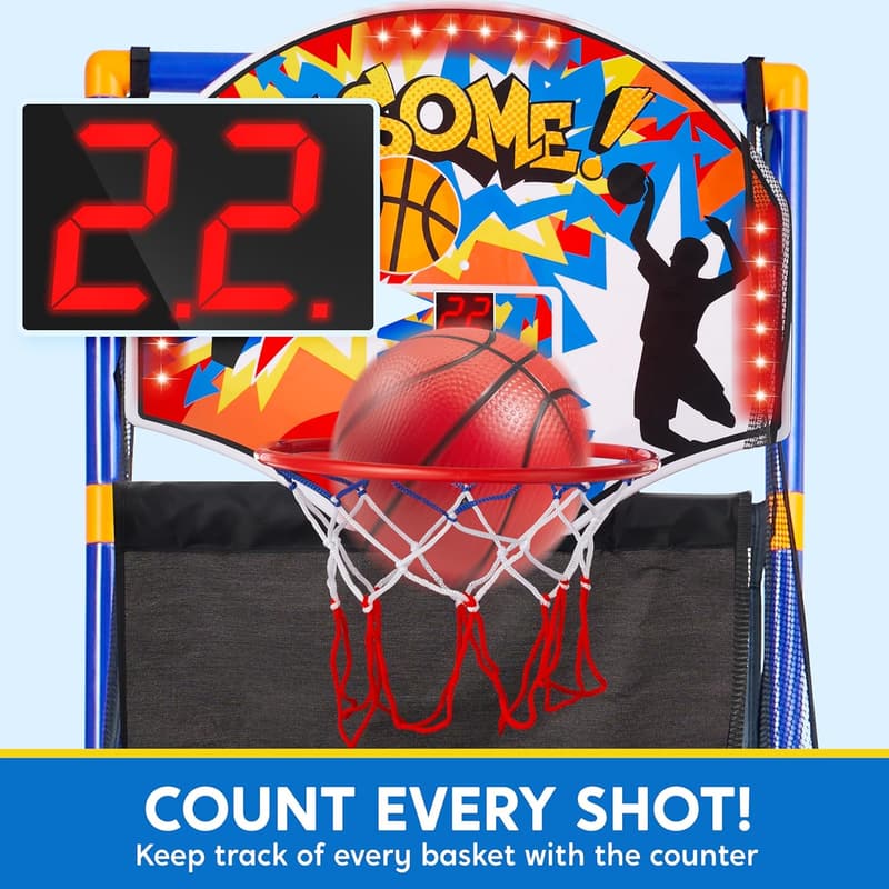 Indoor Basketball Arcade Game Set with Electronic Scoreboard