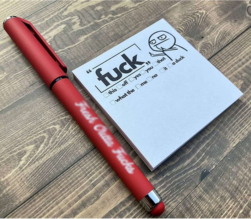Funny Sticky Notes & Pen Set - Novelty Desk Accessory Gift