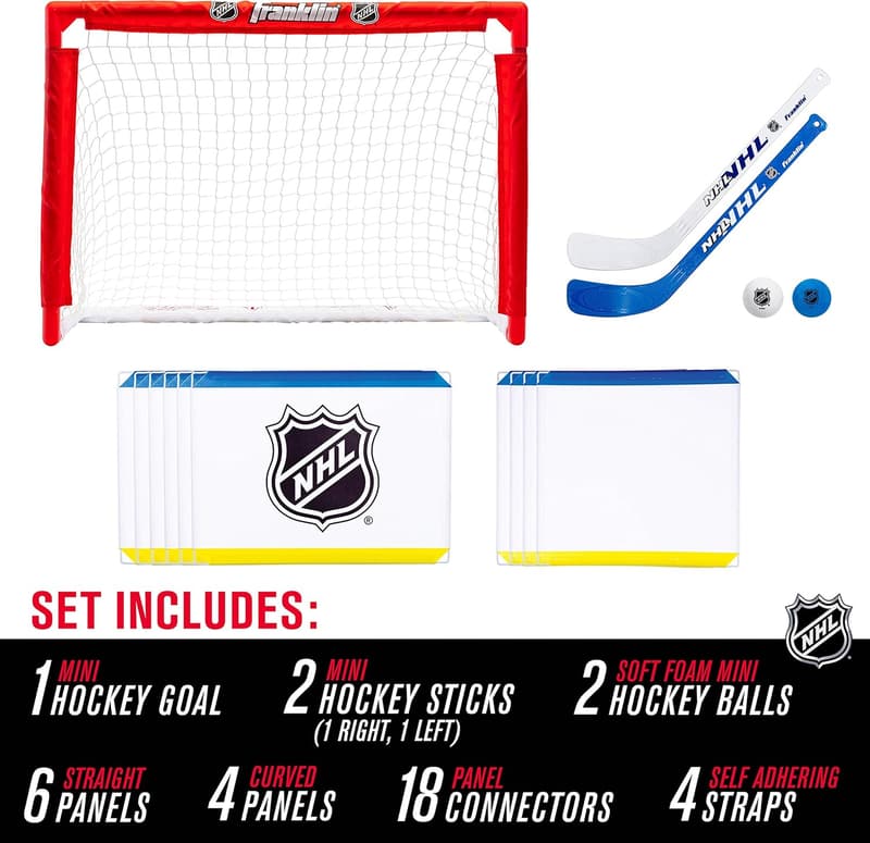 NHL Licensed Indoor Mini Hockey Rink Set with Sticks & Ball