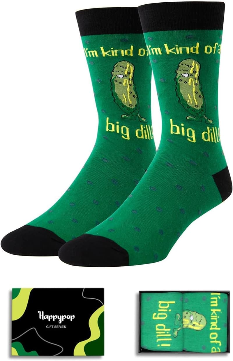 Funny Big Dill Pickle Novelty Socks for Men and Teens