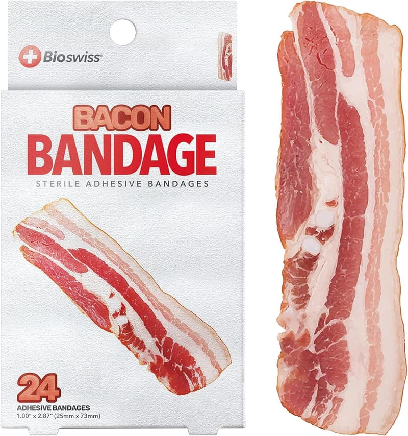 Fun Bacon-Shaped Bandages, Latex-Free, 24 Count