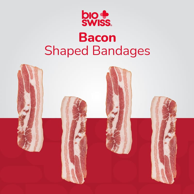 Fun Bacon-Shaped Bandages, Latex-Free, 24 Count