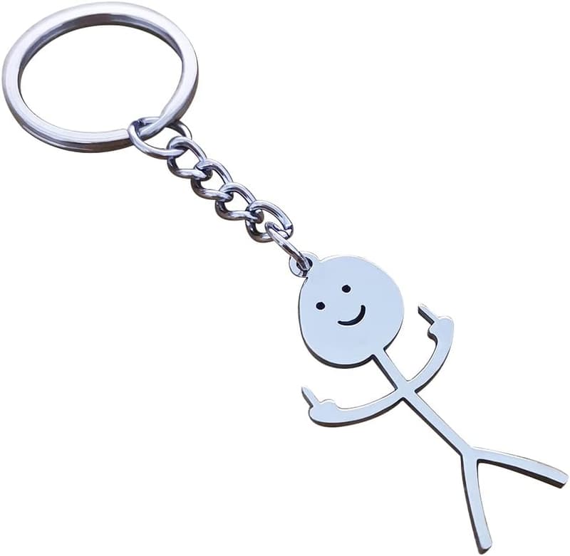 Funny Doodle Middle Finger Keychain for Long-Distance Friends