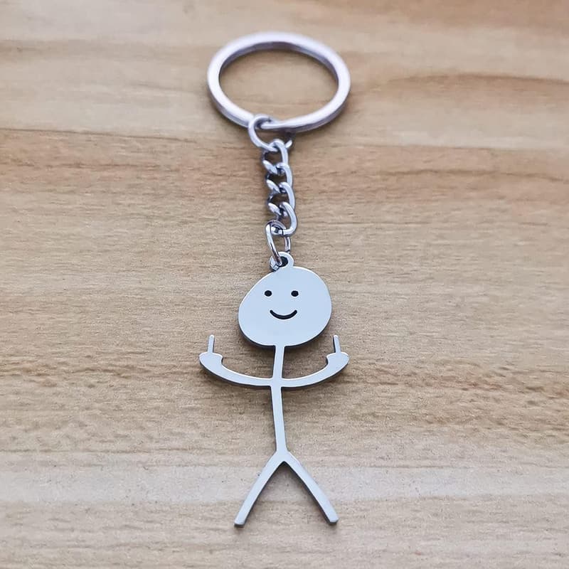 Funny Doodle Middle Finger Keychain for Long-Distance Friends