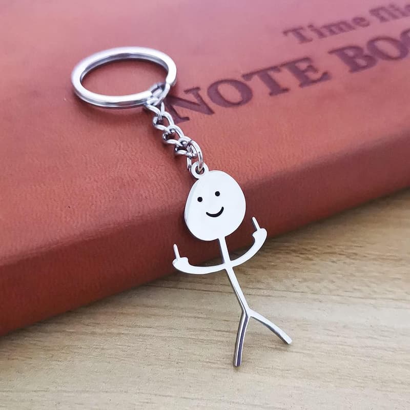 Funny Doodle Middle Finger Keychain for Long-Distance Friends