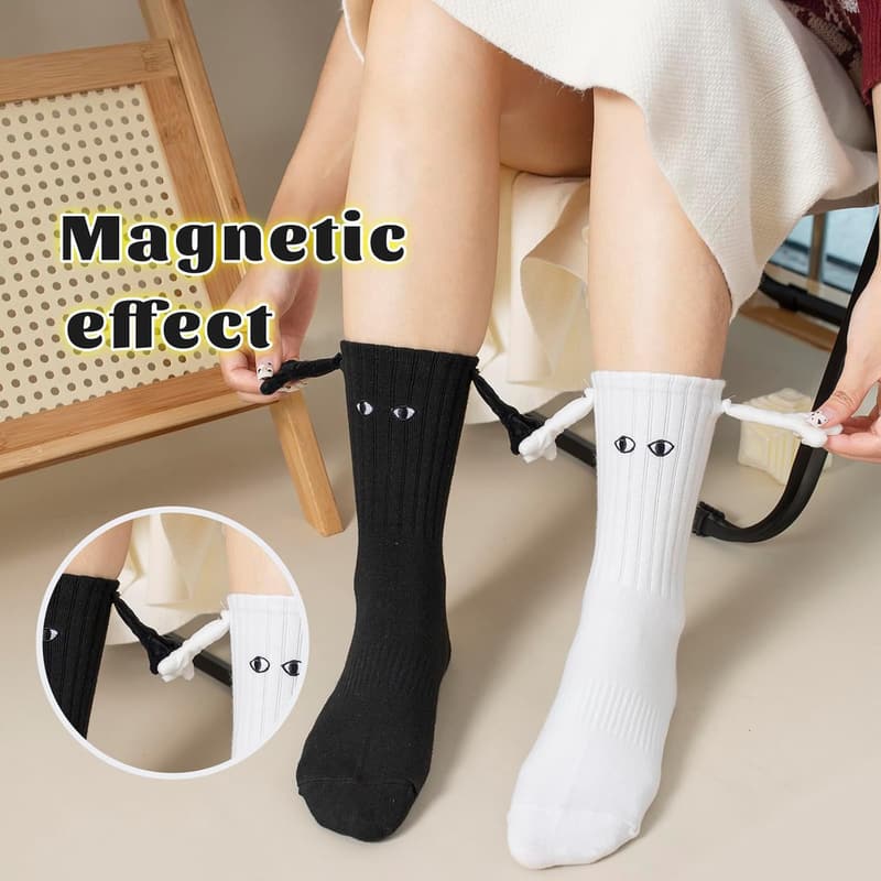 Funny Magnetic Holding Hands Socks for Couples' Birthdays