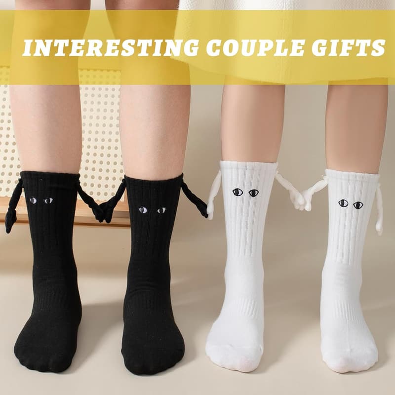 Funny Magnetic Holding Hands Socks for Couples' Birthdays