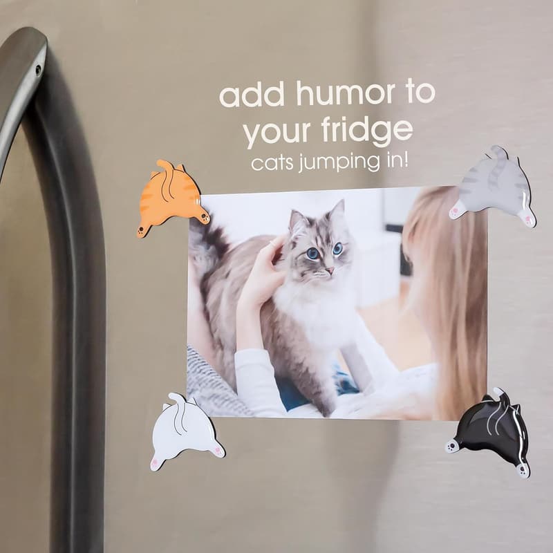 Funny Cat Bum Kitchen Magnets - Set of 4 for Cat Lovers