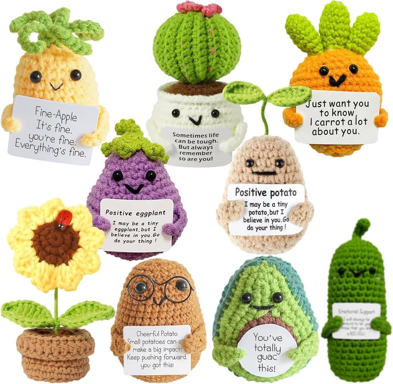 Encouragement Birthday Gift: Handmade Mini Crochet Dolls Set