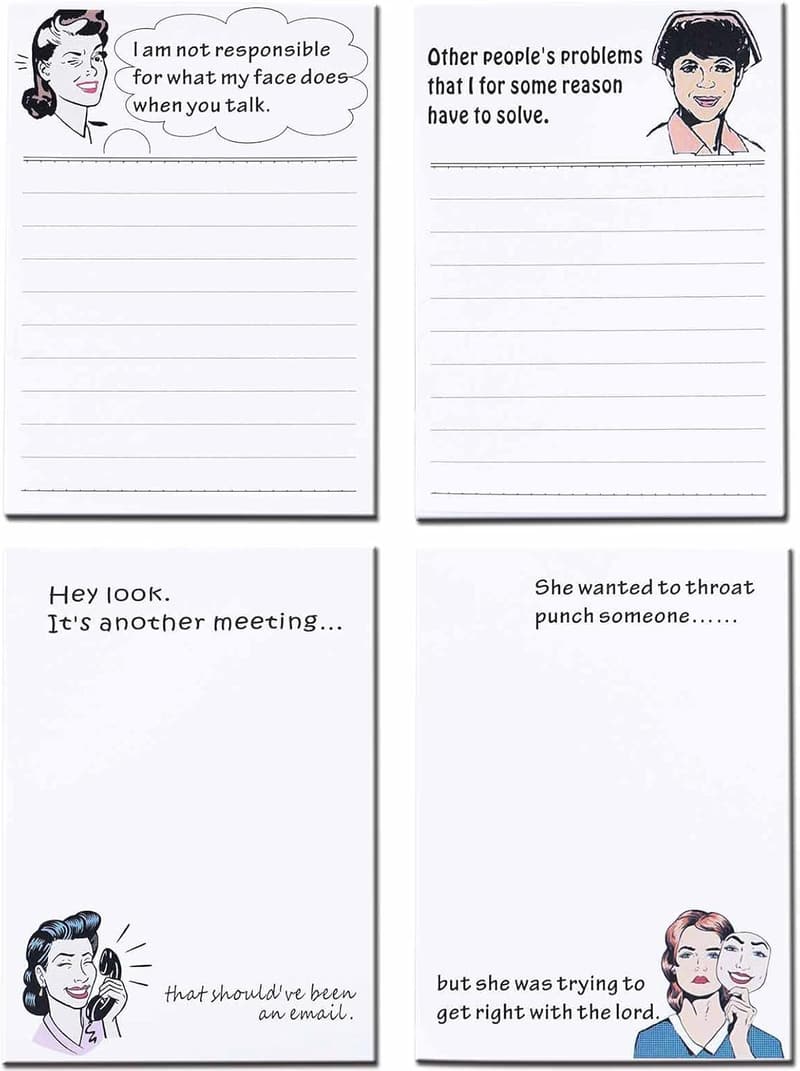 Funny Novelty Memo Pads – 200 Sheets, Coworker Gifts for Women