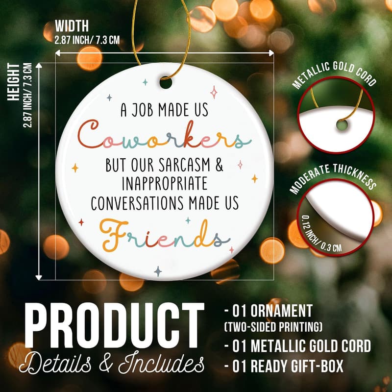 Christmas Coworker Ornaments - Fun Gifts for Women