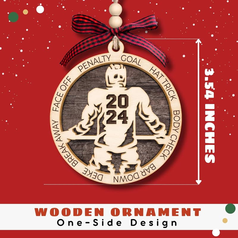 Hockey Christmas Ornaments - Wooden Gifts for Hockey Lovers