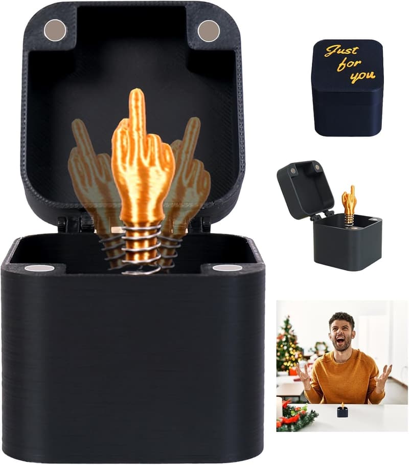 Funny Christmas Gag Gift: Middle Finger in a Box for Adults