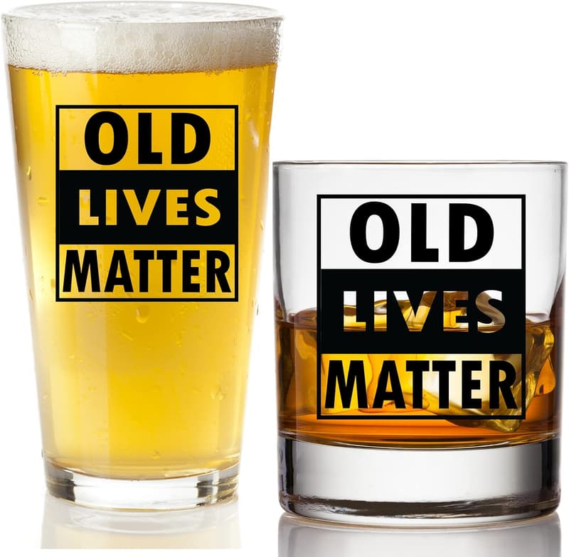 Funny Beer & Whiskey Glass Set - Gag Gifts for Men