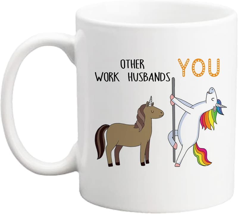 Work Husband Unicorn Coffee Mug - 11 oz Novelty Gift for Men