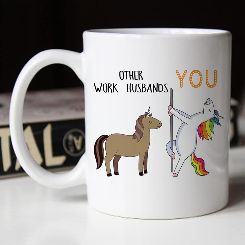 Work Husband Unicorn Coffee Mug - 11 oz Novelty Gift for Men