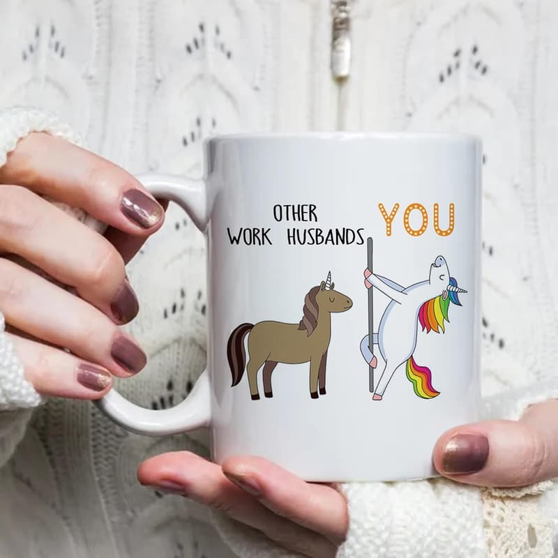 Work Husband Unicorn Coffee Mug - 11 oz Novelty Gift for Men