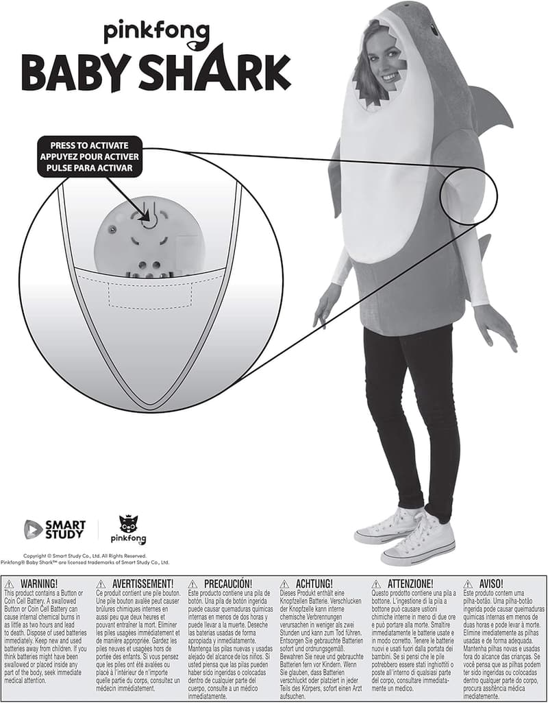 Daddy Shark Costume with Sound Chip for Themed Parties & Halloween