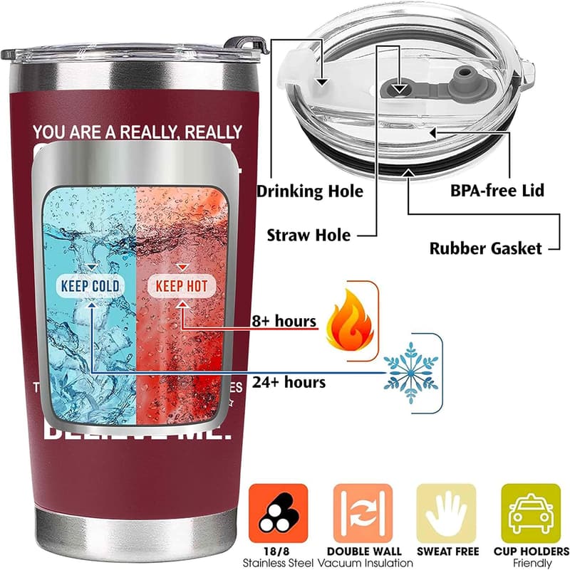 Mother's Day Insulated Coffee Tumbler for Mom - 20oz Red