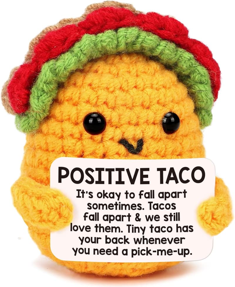 Handmade Positive Crochet Taco for Birthday or Support Gift