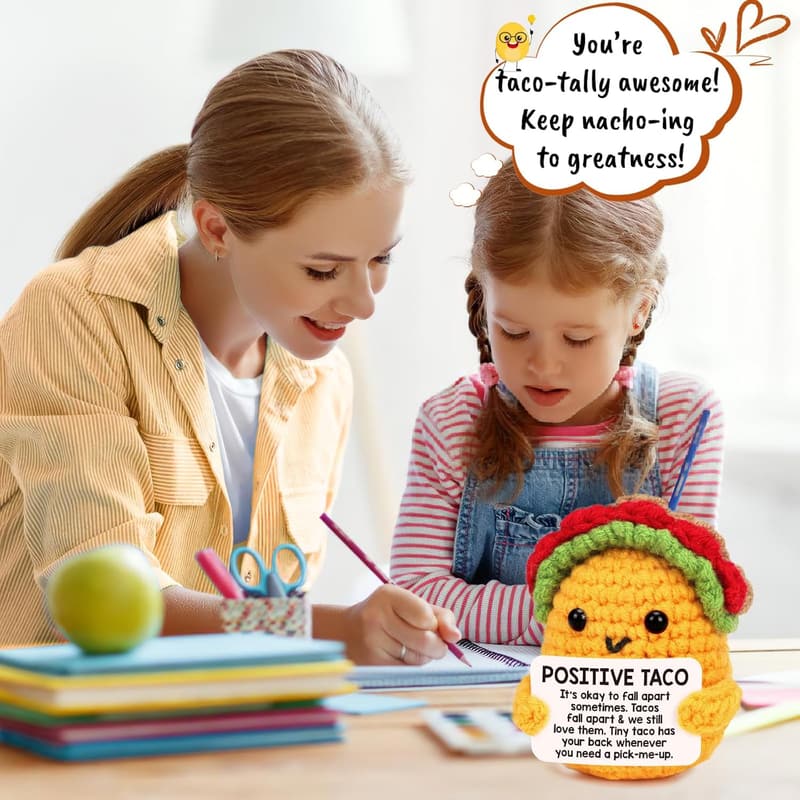 Handmade Positive Crochet Taco for Birthday or Support Gift