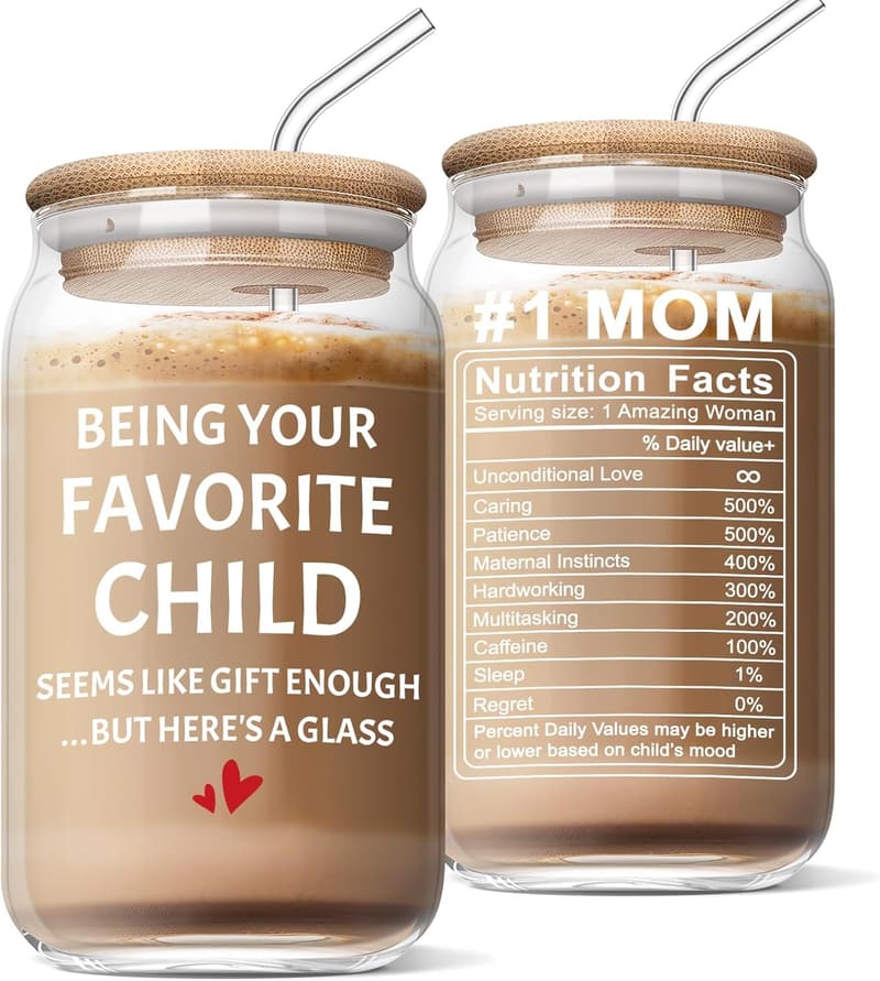 Funny Glass Cup for Mom - Great for Mother's Day & Birthdays