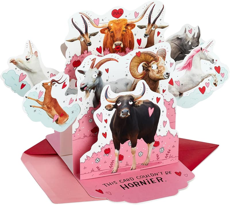 Valentine's Day Funny Pop-Up Card for Couples (Horny Animals)