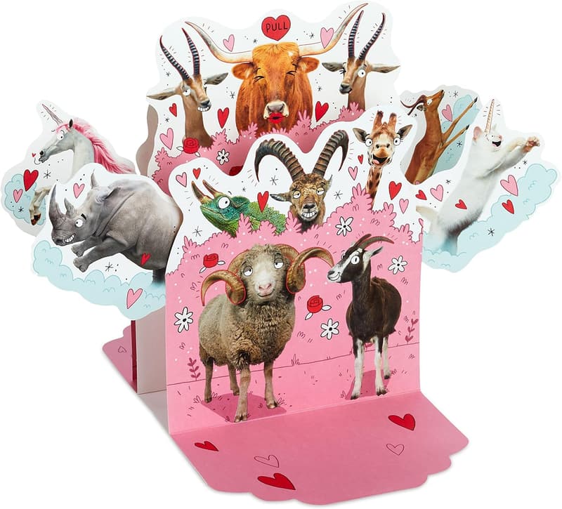 Valentine's Day Funny Pop-Up Card for Couples (Horny Animals)