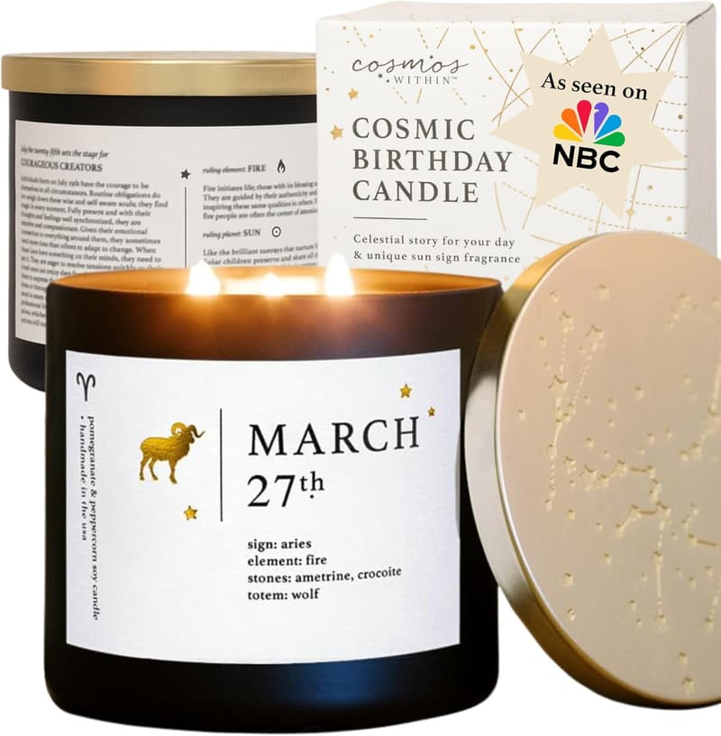 Personalized Aries Candle | Handmade Astrology Birthday Gift