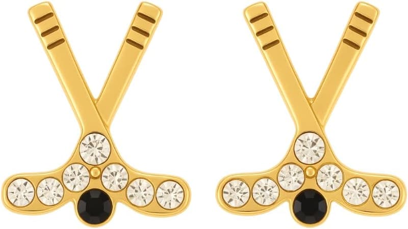 Hockey Jewelry: Sparkly Rhinestone Infinity Stick Earrings