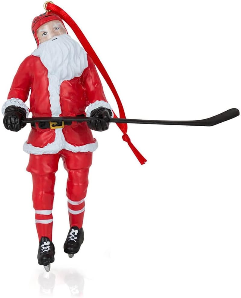 Santa Hockey Player Ornament for Guys - Holiday Gift