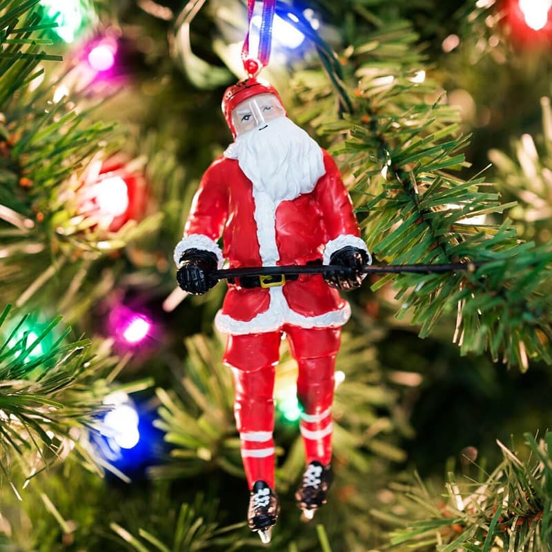 Santa Hockey Player Ornament for Guys - Holiday Gift