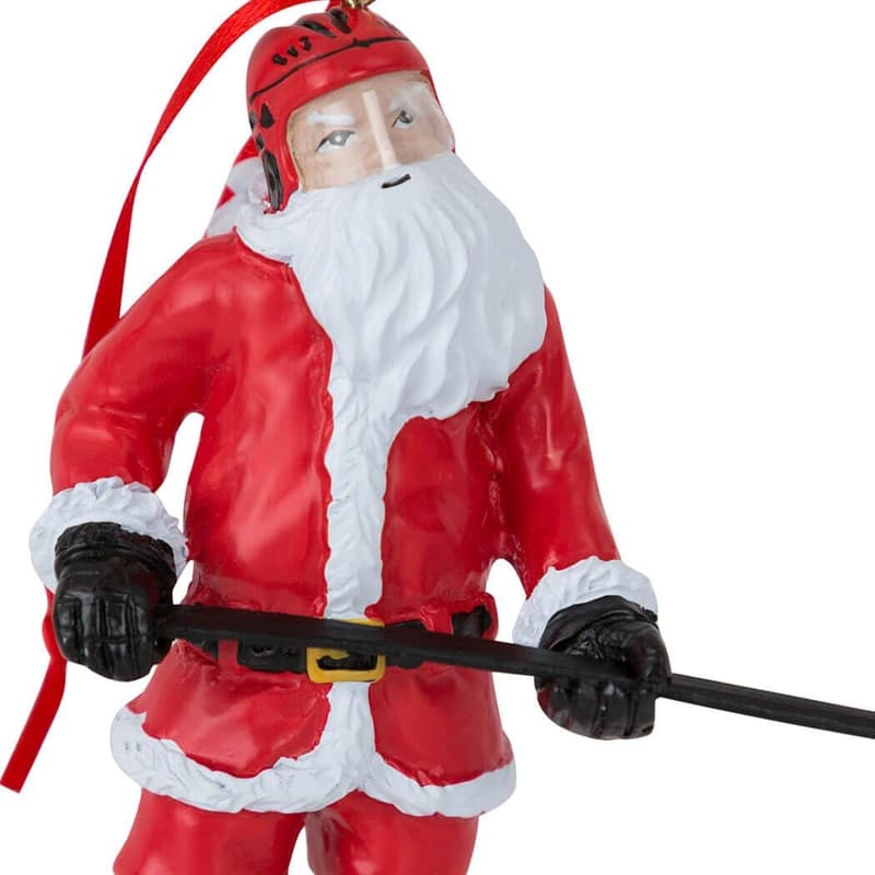 Santa Hockey Player Ornament for Guys - Holiday Gift