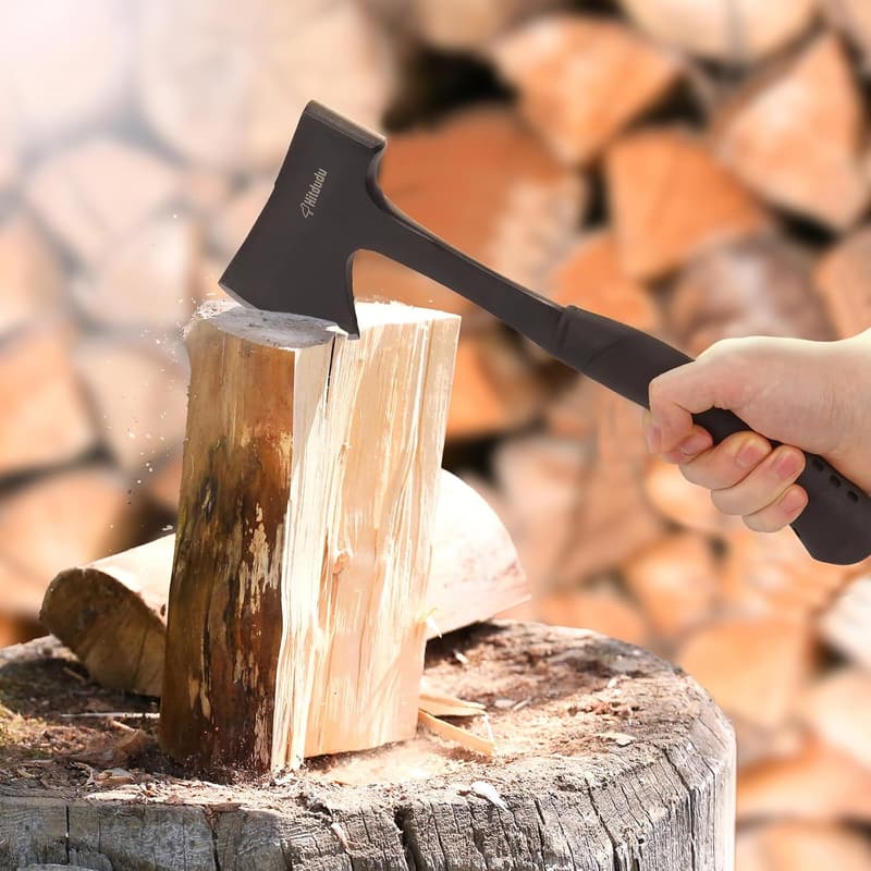 Camping Axe with Forged Carbon Steel & Shock-Reduction Handle