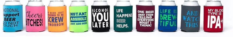 Funny 10-Pack Beer Can Slim Coolies